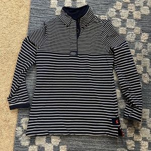 Navy and white stripped 3/4 button down